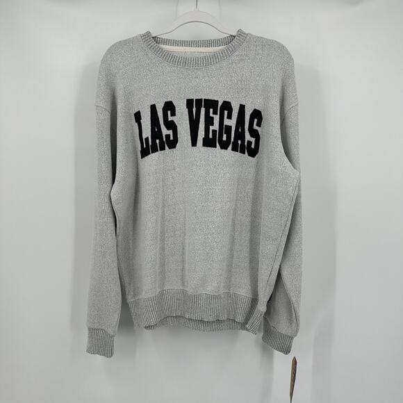 New York Popular Mens Las Vegas Graphic Sweatshirt Sz L Gray Pullover Streetwear - Picture 1 of 8